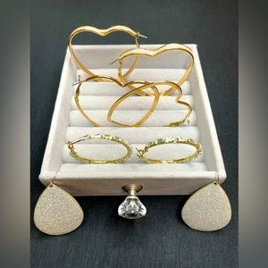 Hearts & Glitzy Earrings - 4 Pairs